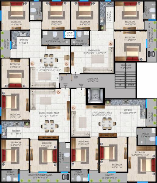  metro-view-floors Cluster Plan Tower B Typical