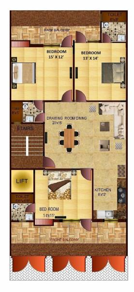  floors-3 Floors 3 Cluster Plan For Typical Floor