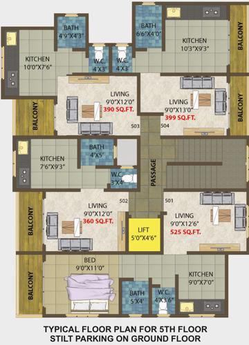  sai-residency Sai Residency Cluster Plan for 5th Floor