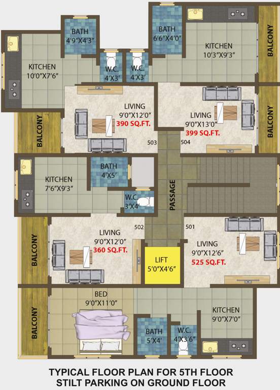  sai residency Sai Residency Cluster Plan for 5th Floor