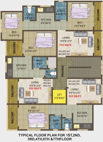 sai-residency Sai Residency Cluster Plan from 1st, 2nd, 3rd, 4rth, 6th And 7th Floor