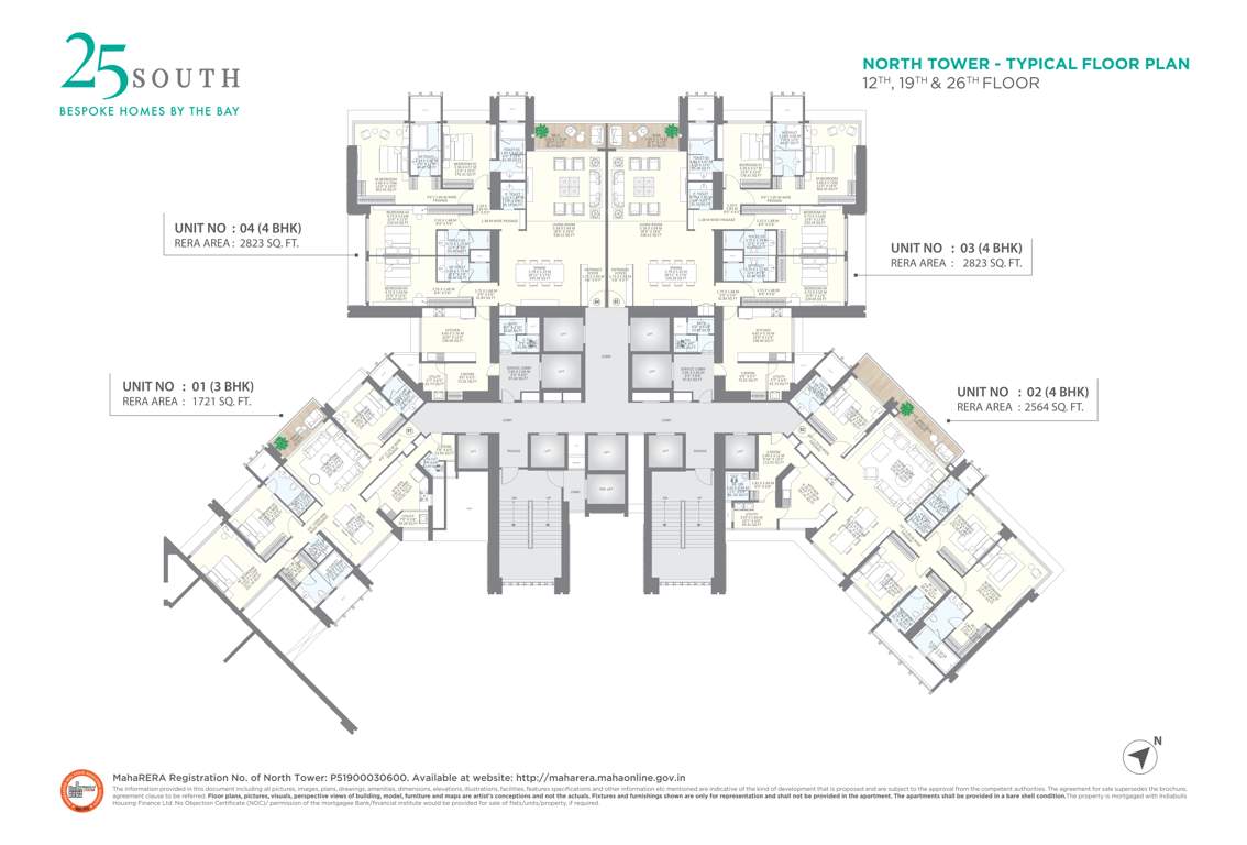  twenty five south north tower Twenty Five South North Tower Cluster Plan from 12th to 26th Floor