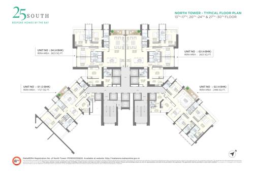  twenty-five-south-north-tower Twenty Five South North Tower Cluster Plan from 13th to 30th Floor