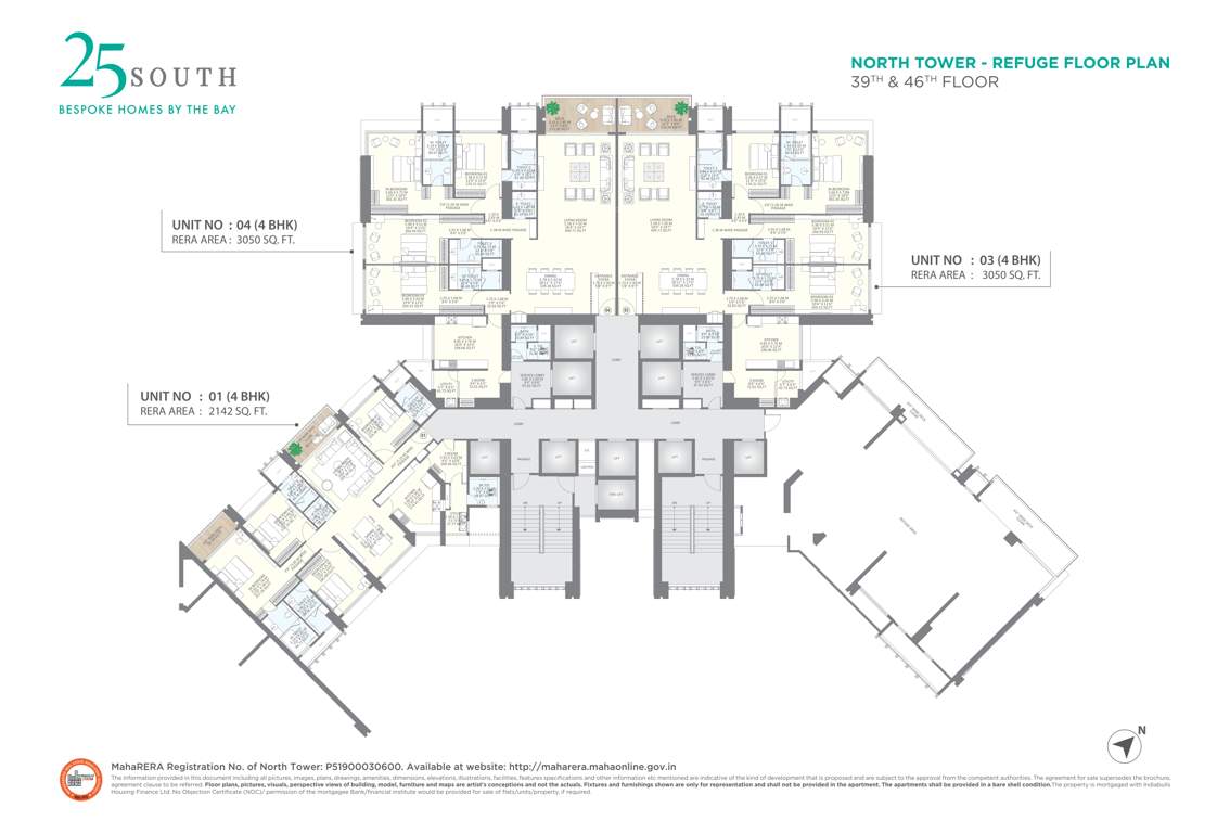  twenty five south north tower Twenty Five South North Tower Cluster Plan from 39th to 46th Floor