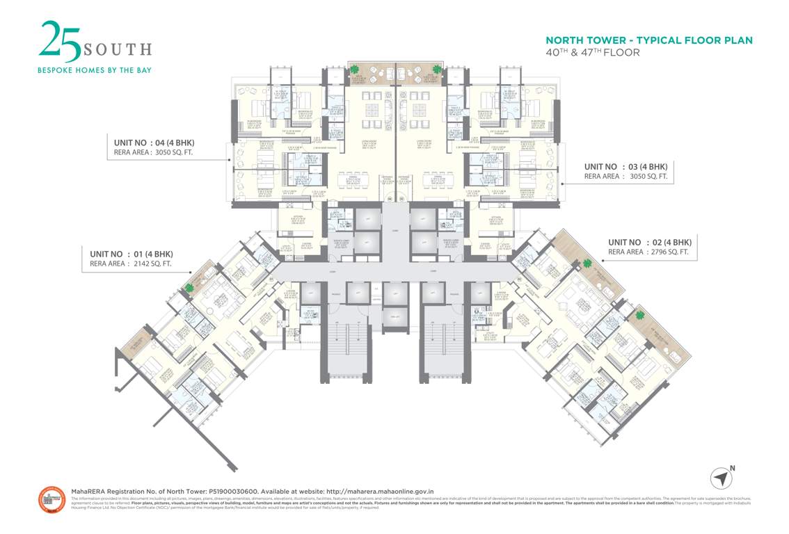  twenty five south north tower Twenty Five South North Tower Cluster Plan from 40th to 47th Floor