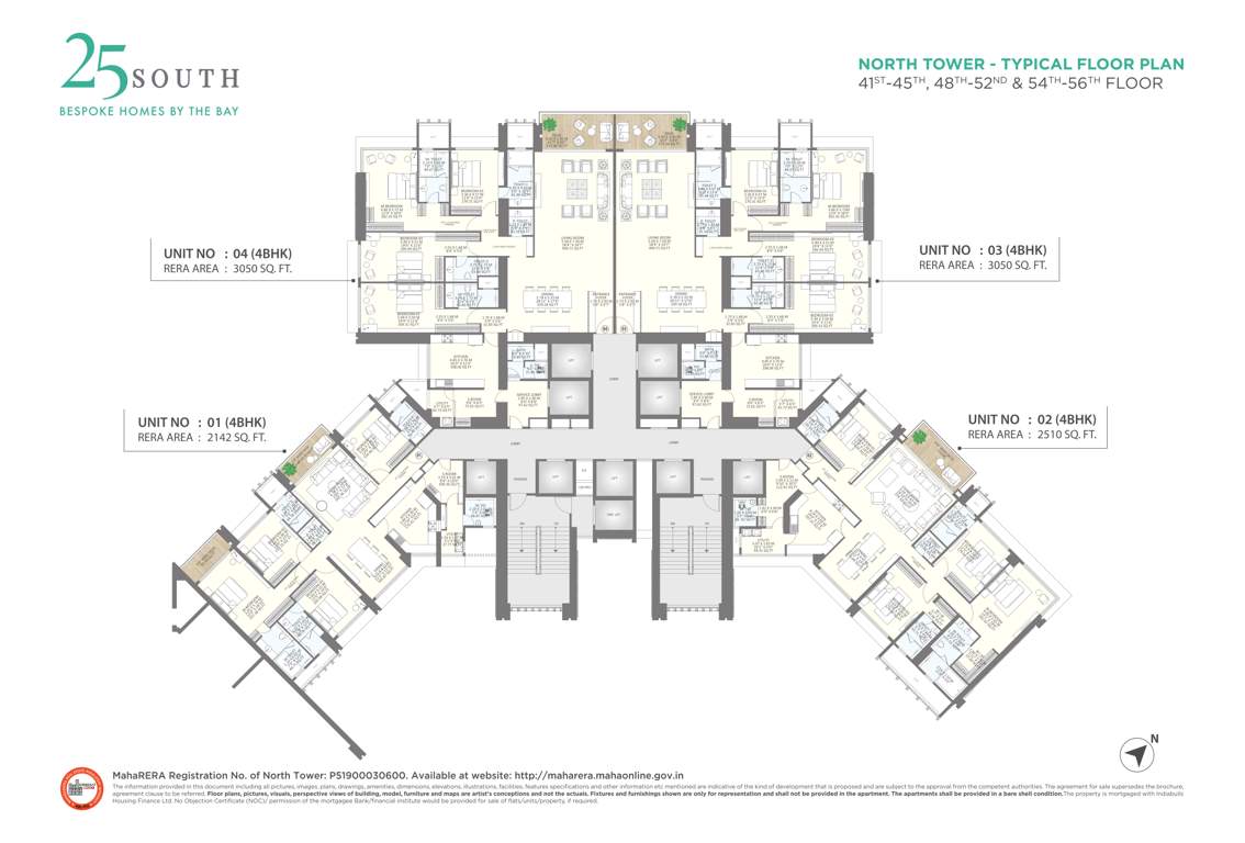  twenty five south north tower Twenty Five South North Tower Cluster Plan from 41th to 56th Floor