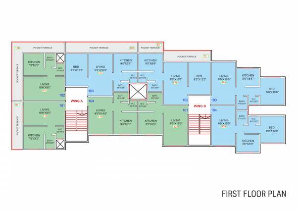  jivdani-shilp Wing A Cluster Plan for 1st Floor