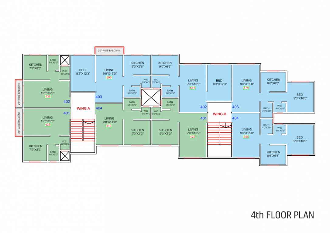  jivdani shilp Wing A Cluster Plan for 4th Floor
