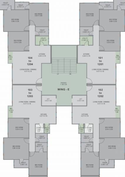  shantanu-green-phase-2-plot-no-2 Wing E Cluster Plan from 1st to 12th Floor
