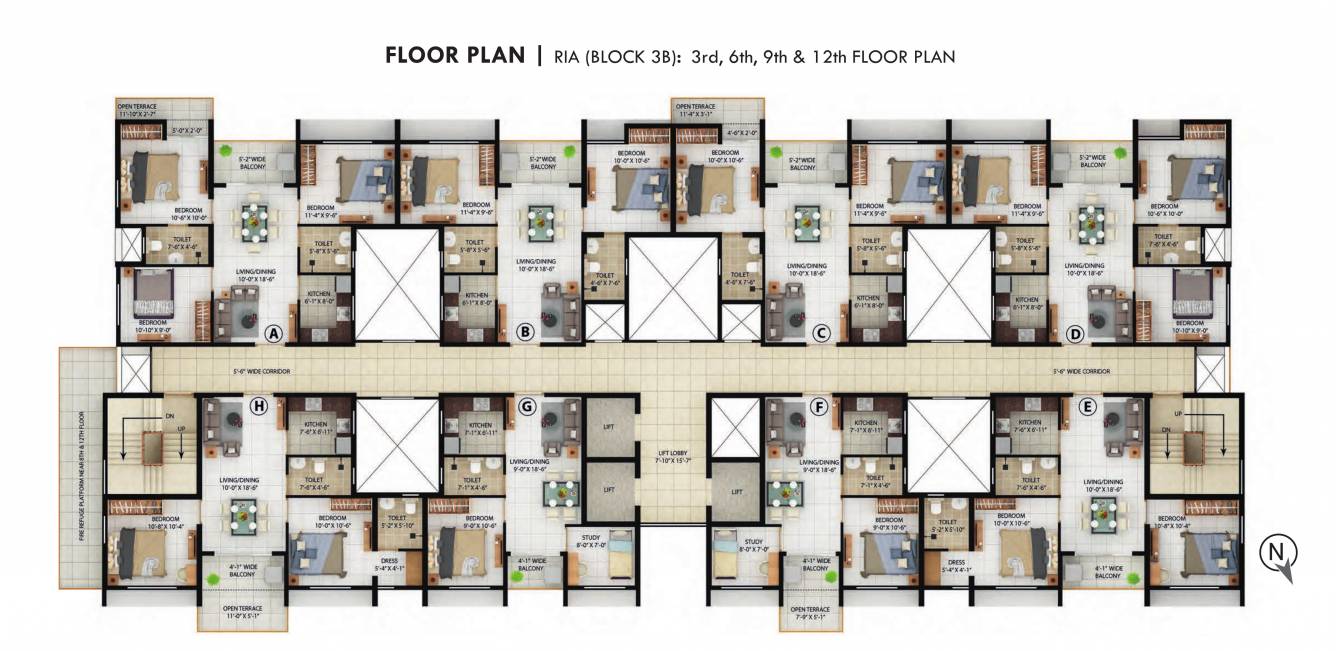  lakescape Block 3B Cluster Plan For 3rd, 6th, 9th & 12th Floor