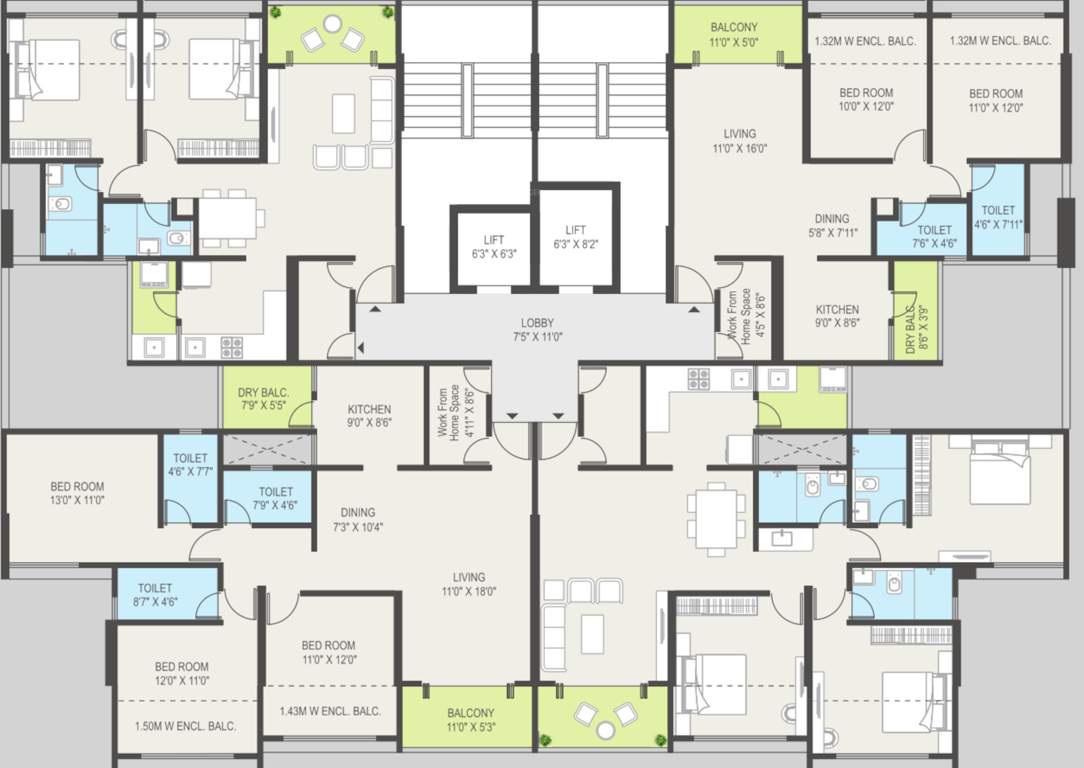  osian one and only phase i F,E Cluster Plan From 1st To 12th Floor