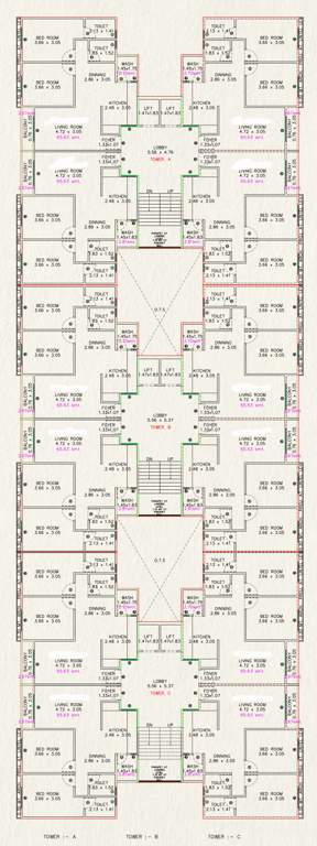  nand icon A, B, C Cluster Plan From 3rd To 6th Floor