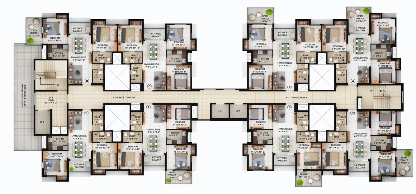  skygaze Block 2 Cluster Plan 4th,7th,10th,13th,16th,19th,22th Typical Floor Plan