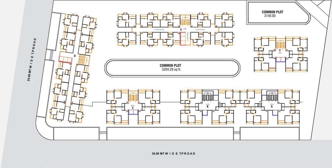  brahmdhara residency Block A+B+C+D Cluster Plan from 1st to 10th Floor