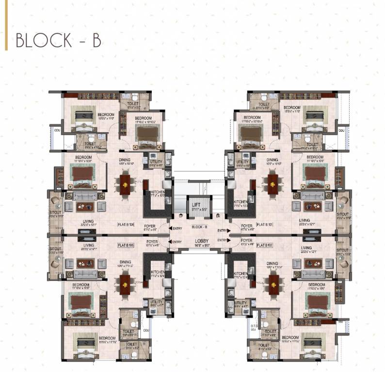  srishti Block B Typical Floor Plan