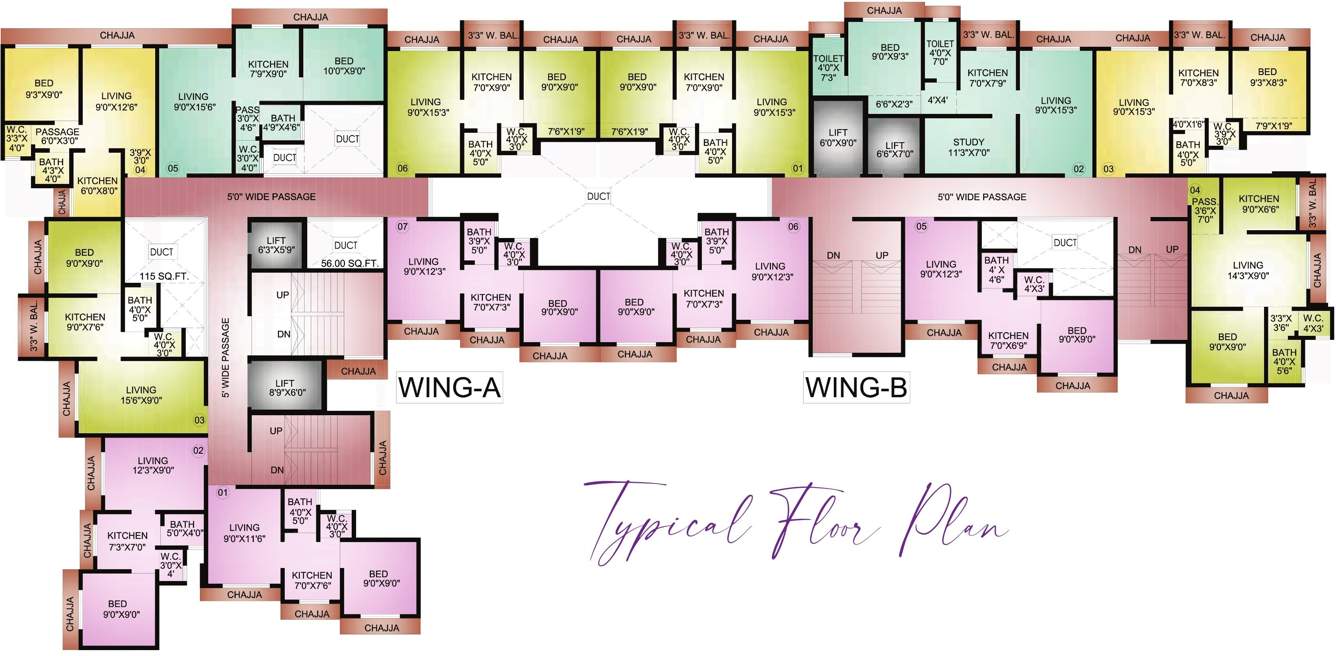  avenue 210 Unique Avenue 210 A Wing Cluster Plan from 1st to 19th Floor
