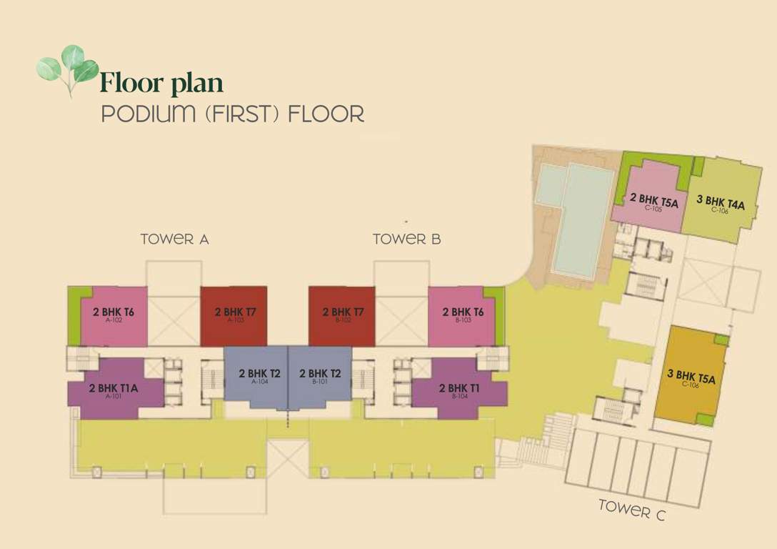  times residency Block 1, Block 2, Block 3 Cluster Plan for 1st Floor
