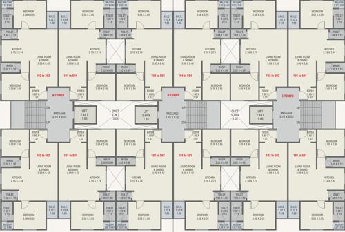  akshar-priva Block A+B+C Cluster Plan from 1st to 5th Floor