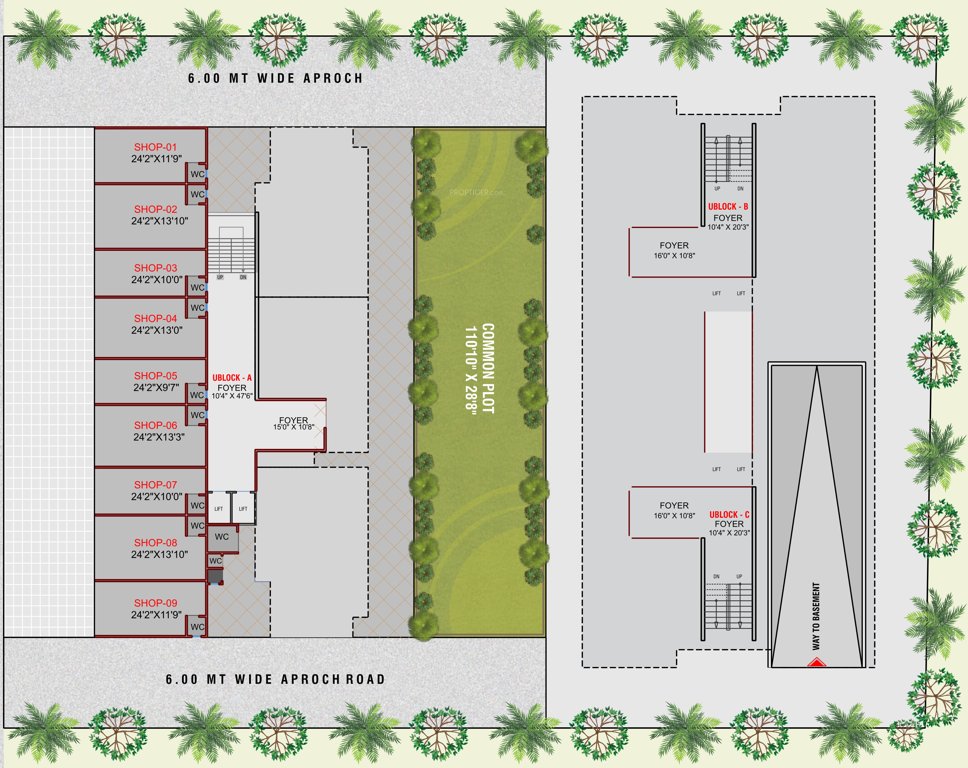  skyway elegance A, B, C Cluster Plan For Ground Floor