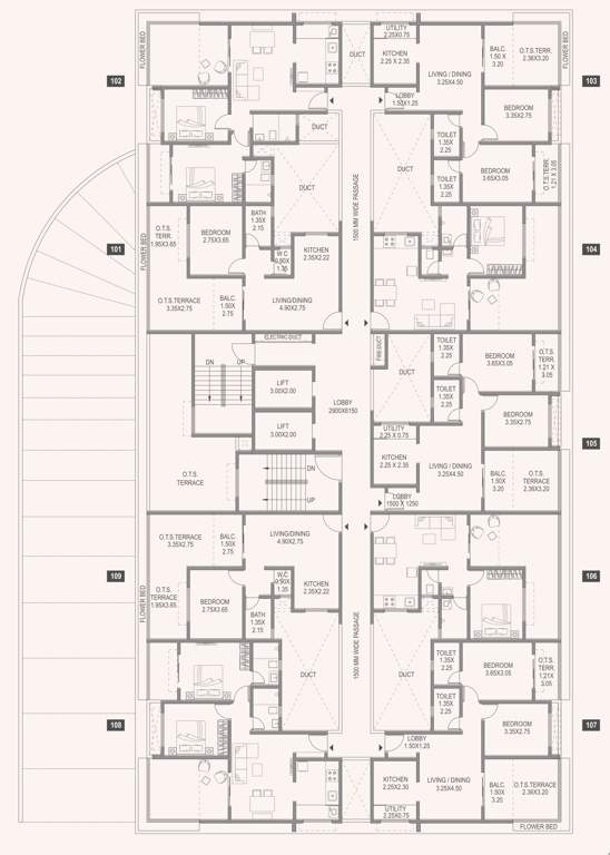  mithila at aaryavarta Building  3 Cluster Plan For 1st Floor