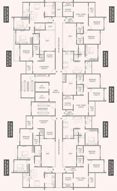  mithila at aaryavarta Building  3 Cluster Plan For 2, 3, 4, 5, 7, 8, 9, 10, 12 Floor