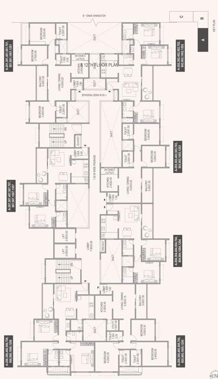  mithila at aaryavarta Building  4 Cluster Plan For 2, 3,4, 7,8 9,10 Floor