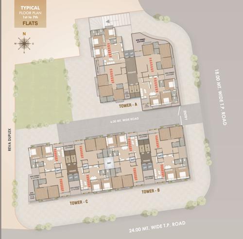 A+B+C Typical Floor Plan from 1st to 7th Floor reva-flats A+B+C Typical Floor Plan from 1st to 7th Floor
