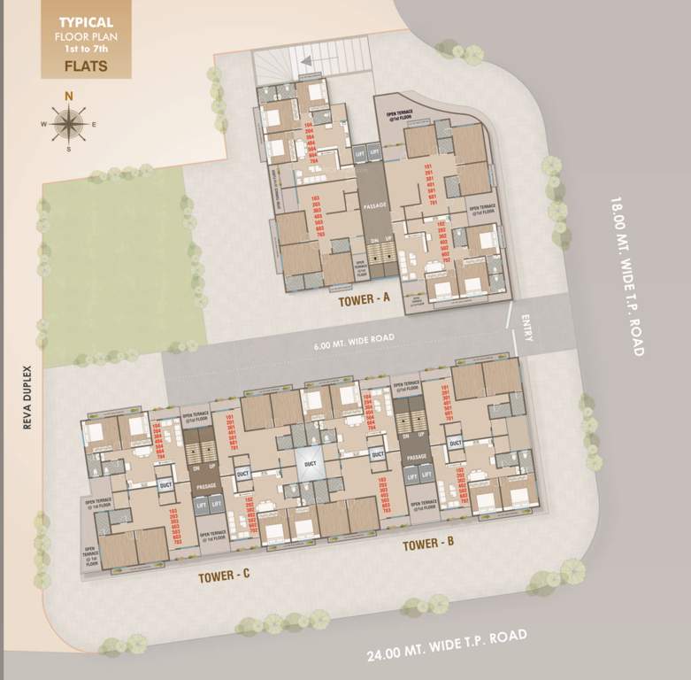 reva flats A+B+C Typical Floor Plan from 1st to 7th Floor