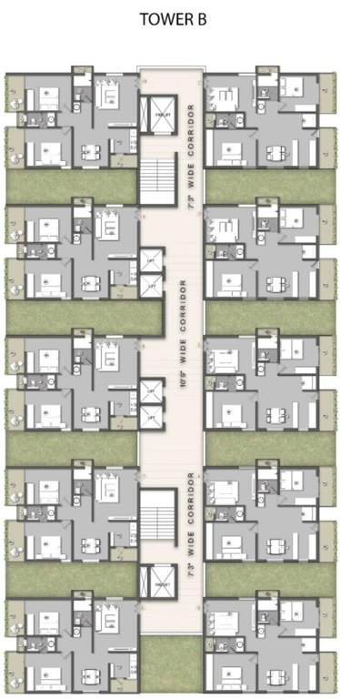  spring violet Tower B Cluster Plan from 1st to 15th Floor