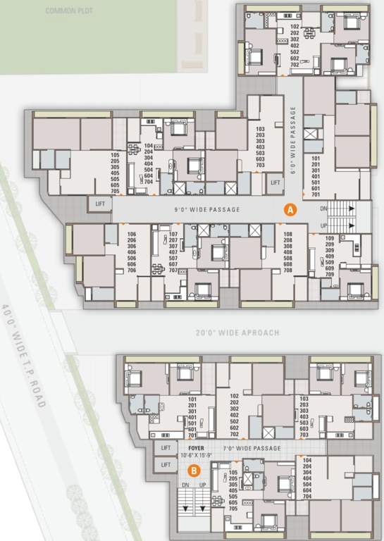  govardhan prathna Block A and B Cluster Plan from 1st to 7th Floor