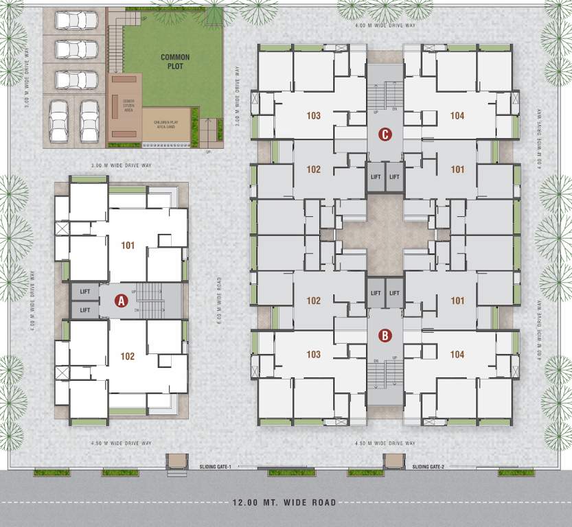  trinity Block A+B+C Cluster Plan from 1st to 7th Floor