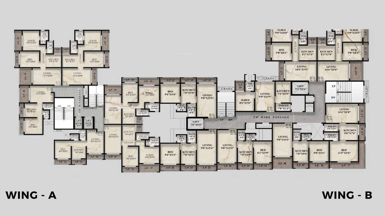  aleen heights Aleen Heights Cluster Plan From 6th,7th,9th To 12th And 14th To 16th Floor