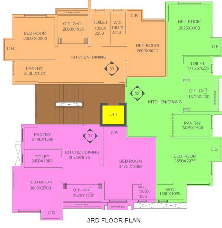  samyra park and enclave Block A Cluster Plan For 3rd Floor 1644