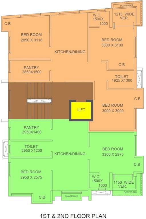  samyra park and enclave Block B Cluster Plan From 1st To 2nd Floor 1645