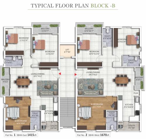  bondada-park-edge-block-b Bondada Park Edge Block B Cluster Plan from 1st to 5th Floor