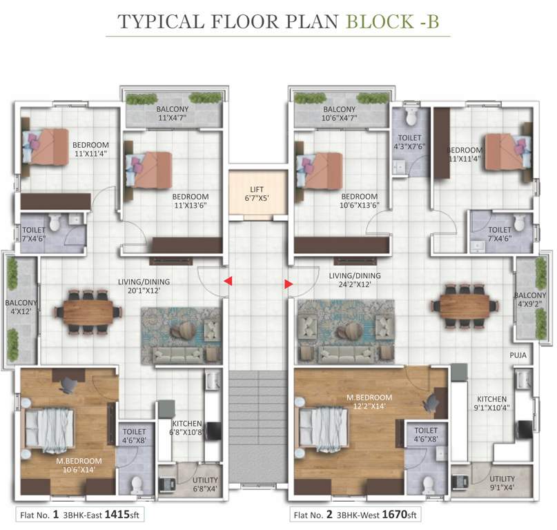  bondada park edge block b Bondada Park Edge Block B Cluster Plan from 1st to 5th Floor