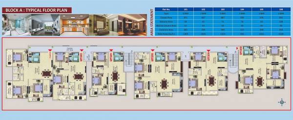  ganga-heights Block A Cluster Plan For Typical Floor