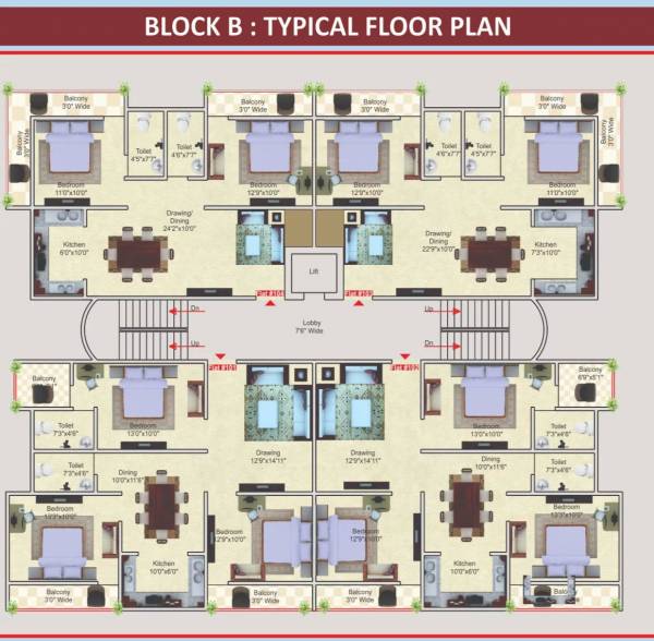  ganga-heights Block B Cluster Plan For Typical Floor