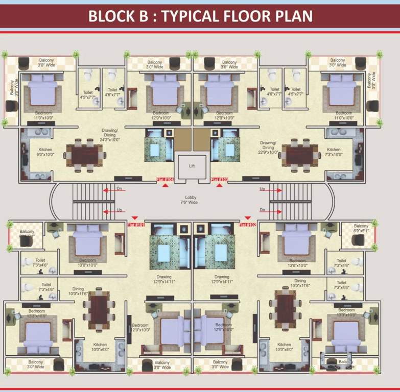  ganga heights Block B Cluster Plan For Typical Floor