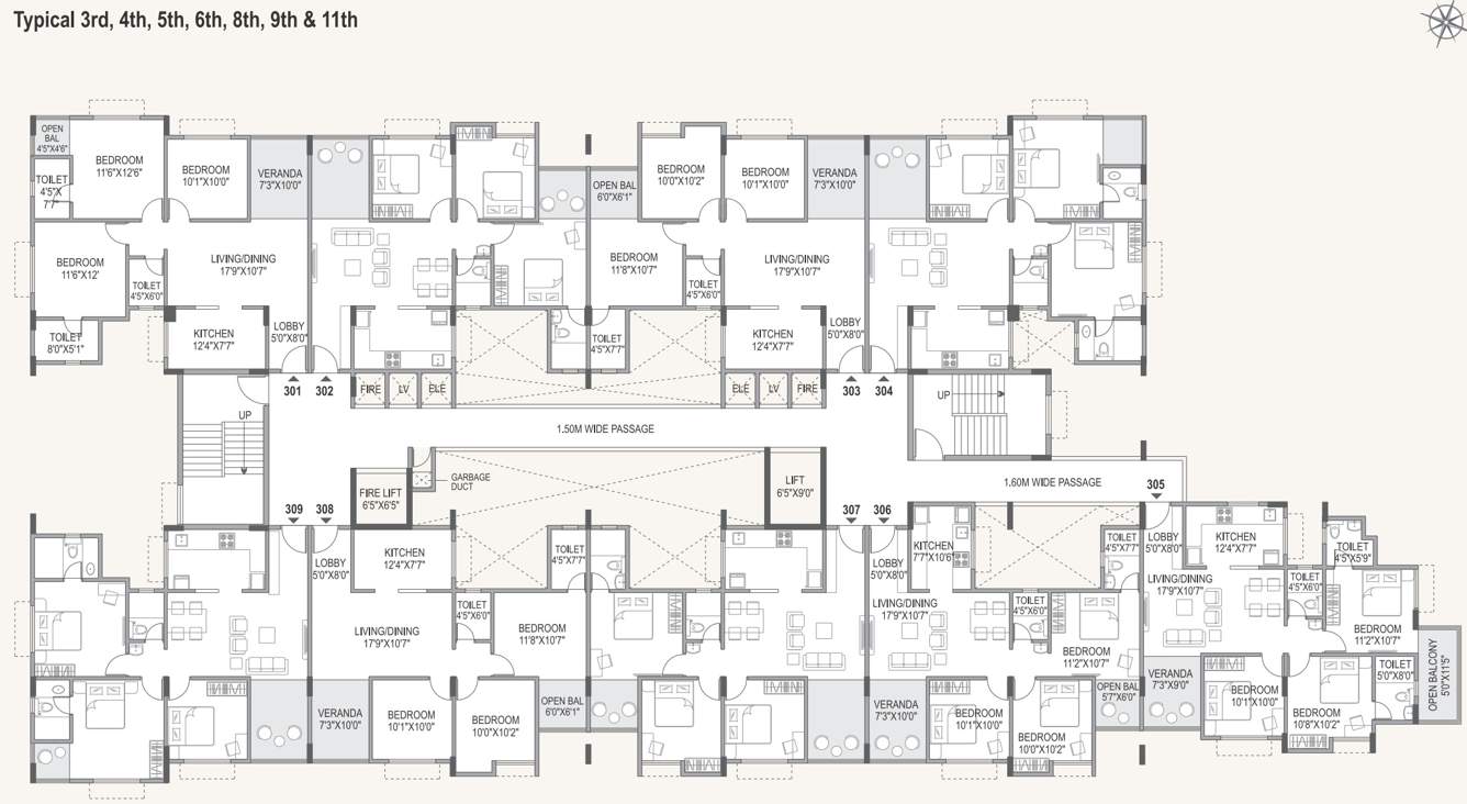  woods Legacy Woods Cluster Plan from 3rd, 4rth, 5th, 6th, 7th, 8th, 9th And  11th Floor