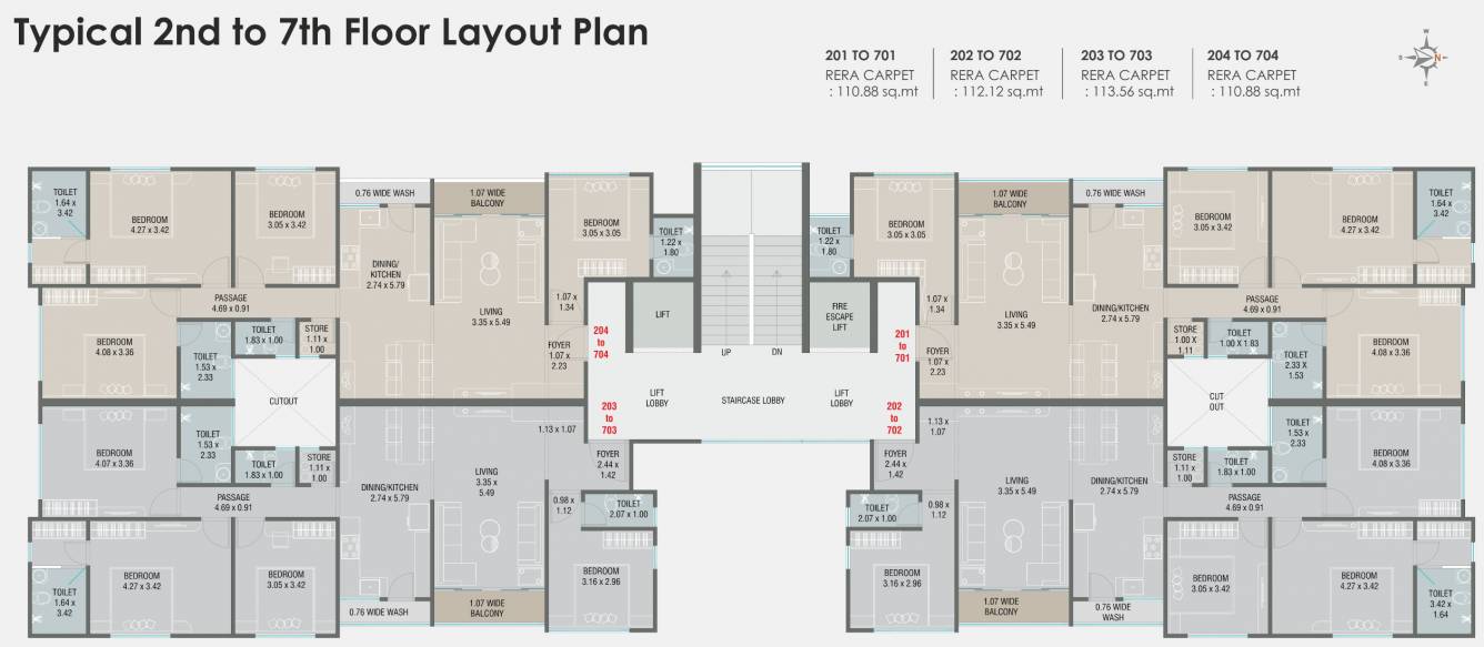  elite Nexon Elite Cluster Plan from 2nd to 7th Floor