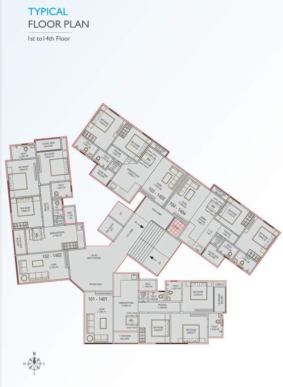  sparsh skyview Sparsh Skyview Cluster Plan from 1st to 14th Floor