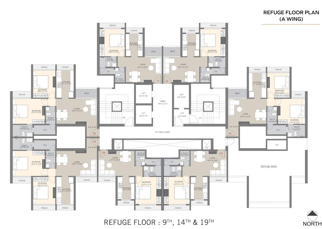  regents park kharghar Building A Cluster Plan For Refugee Floor