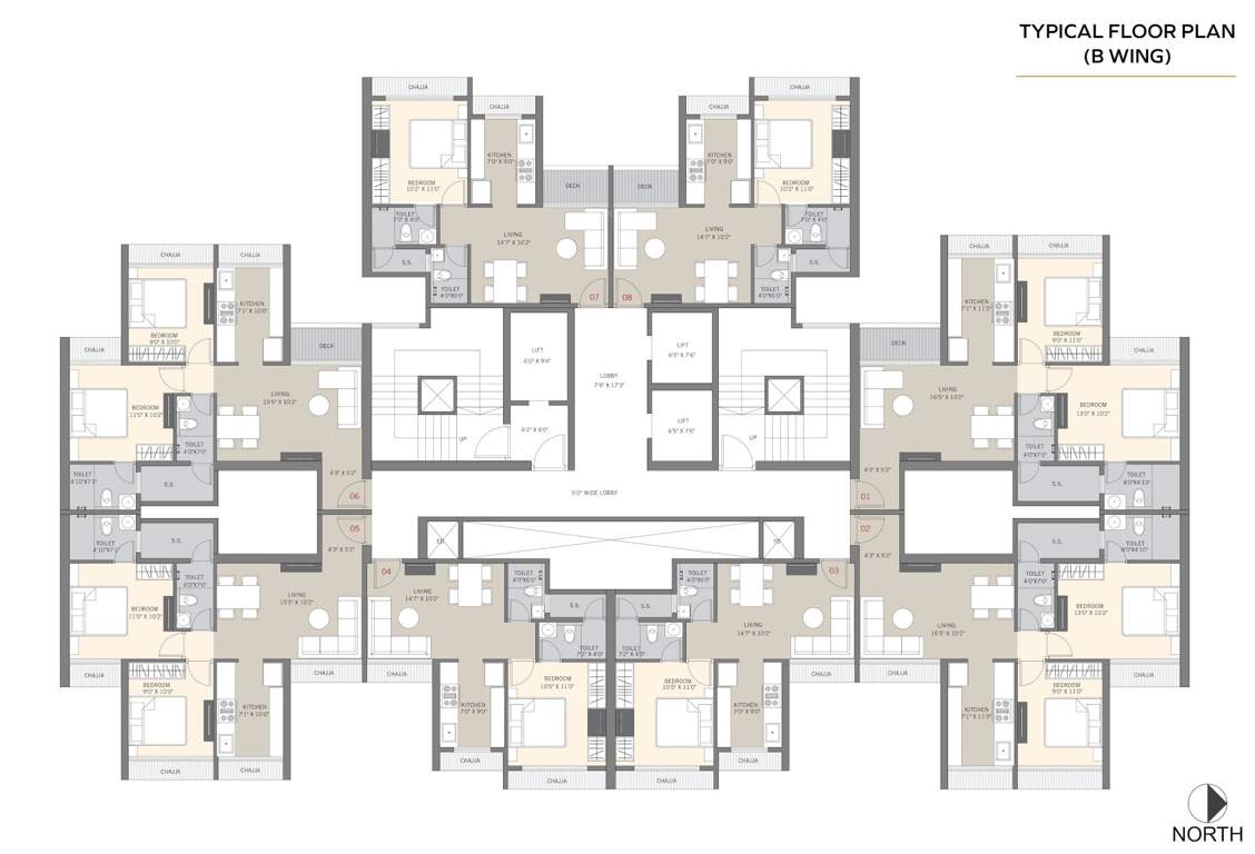  regents park kharghar Building B Cluster Plan for ground Floor