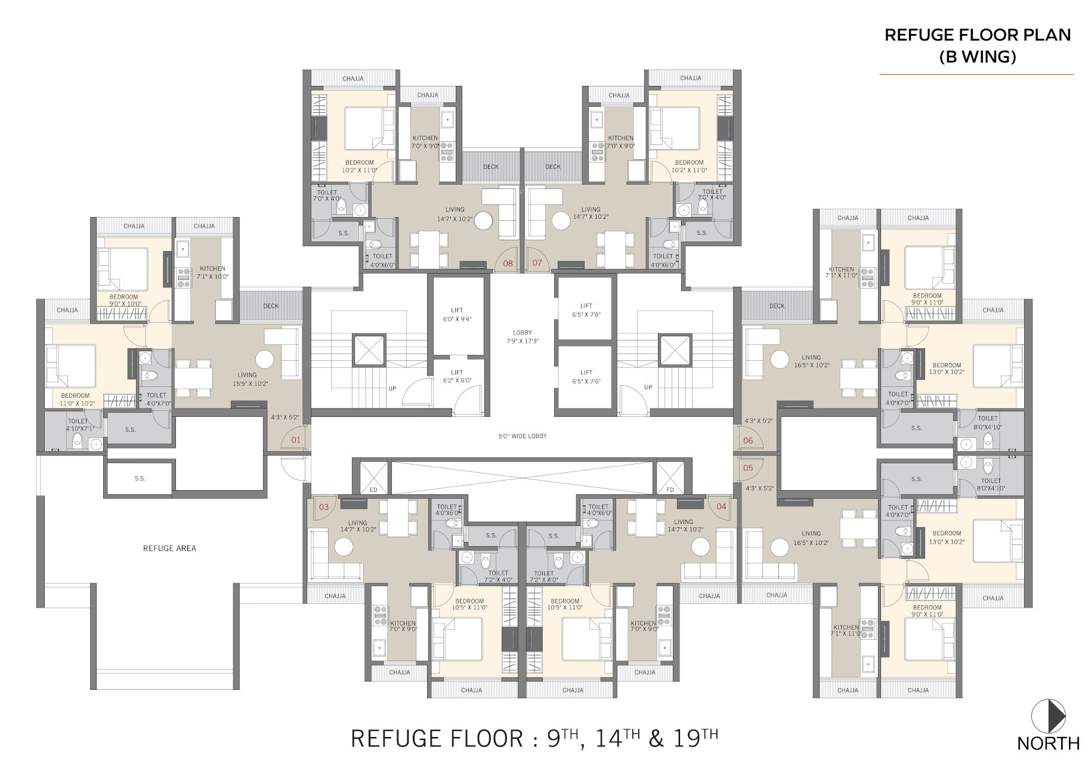  regents park kharghar Building B Cluster Plan For Refugee Floor