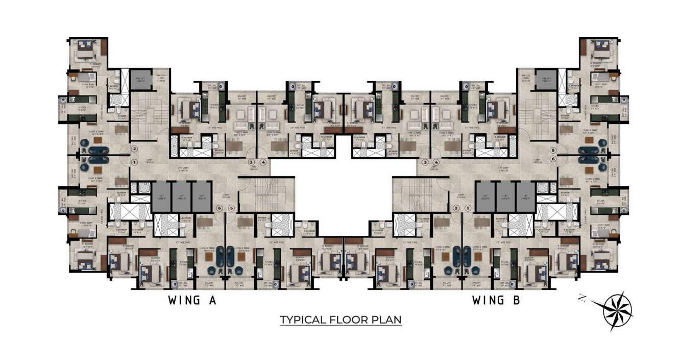 one kalyan A,B,C,D Wing Cluster Plan