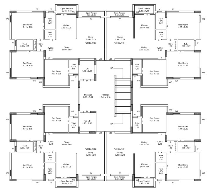 habitat A Cluster Plan for 14th Floor