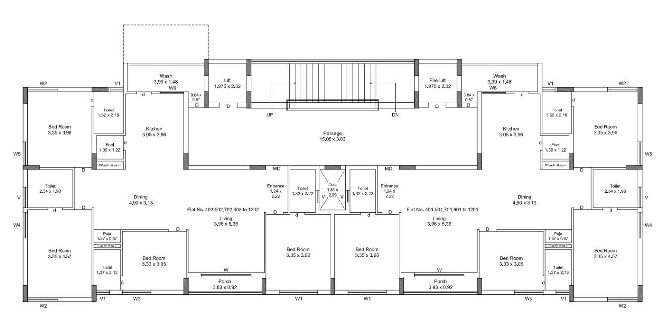 habitat B Cluster Plan from 4th to 12th Floor