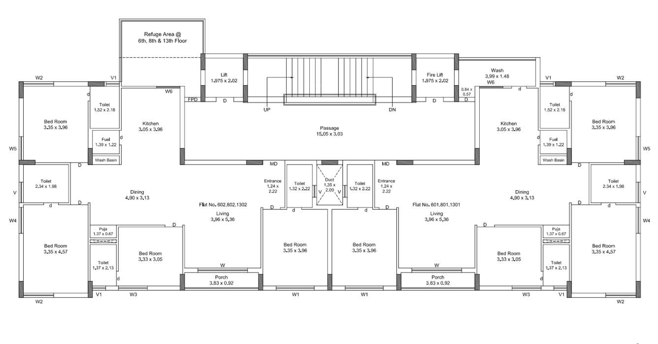 habitat B Cluster Plan from 6th to 13th Floor