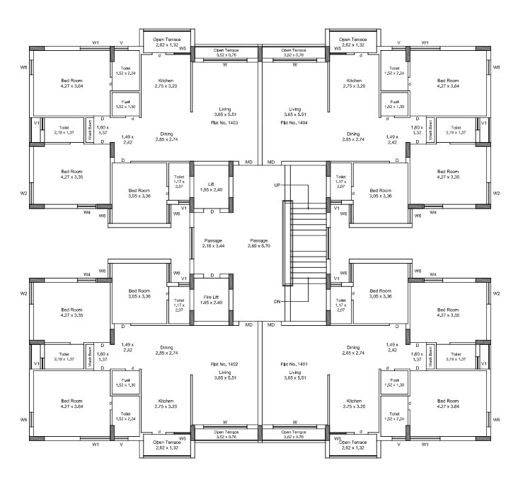 habitat C Cluster Plan for 14th Floor